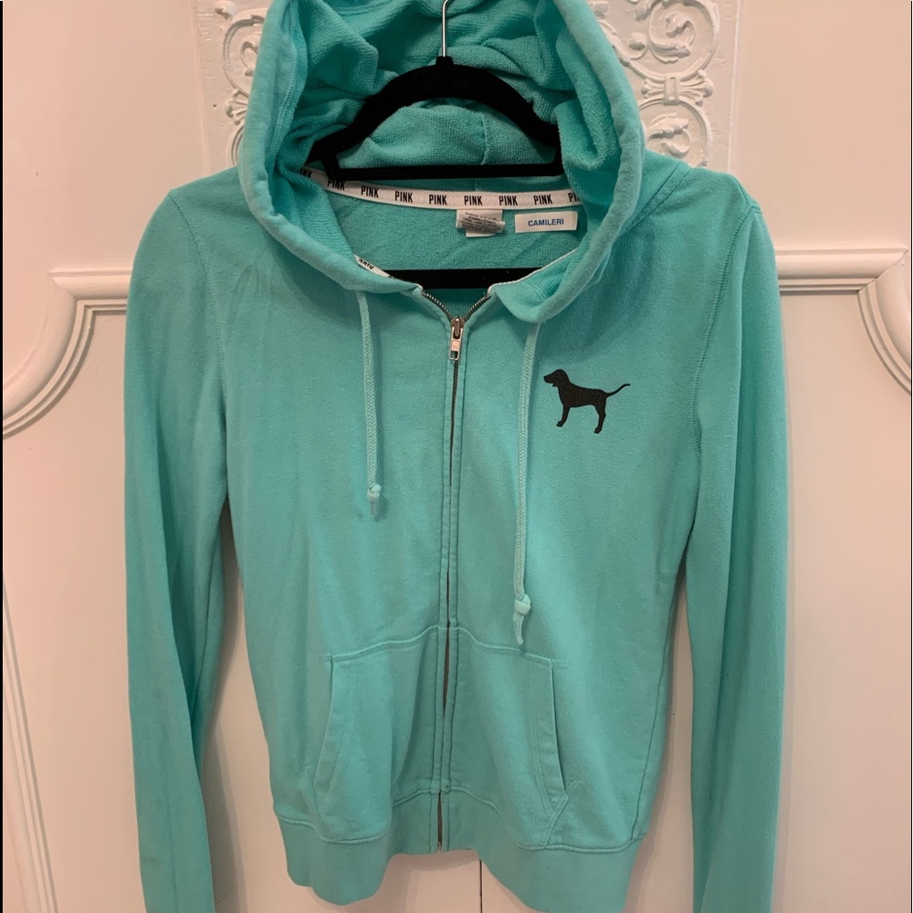 Pink Zip front hoodie extra small mint green